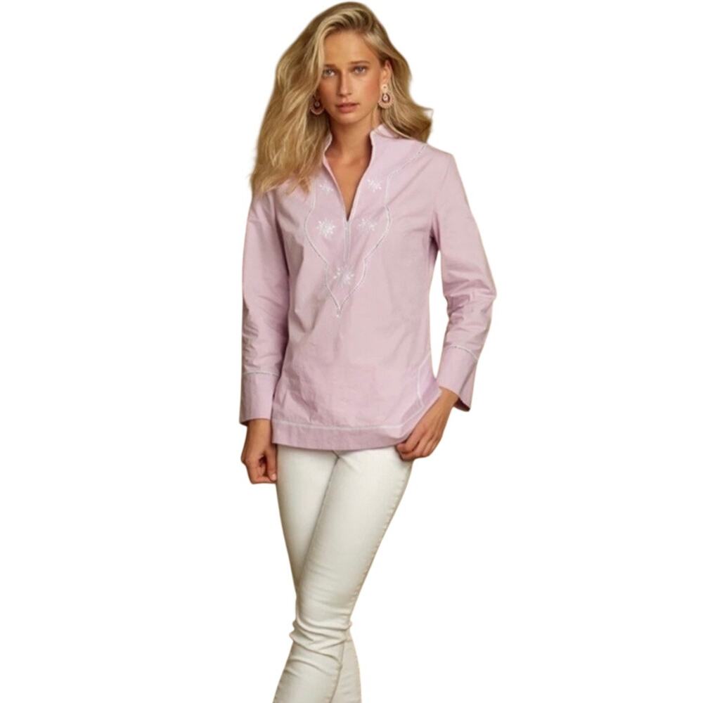 NicoBlu Jacaranda Embroidered Tunic Top Sunset Lavender L